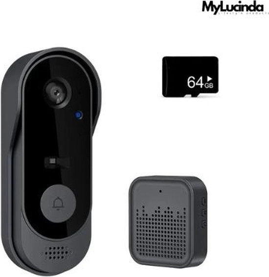 Deurbel Wi-Fi con Camera 1080P HD - Intercom Acustico con Visore Notturno e Carta SD da 64 GB - Nero
