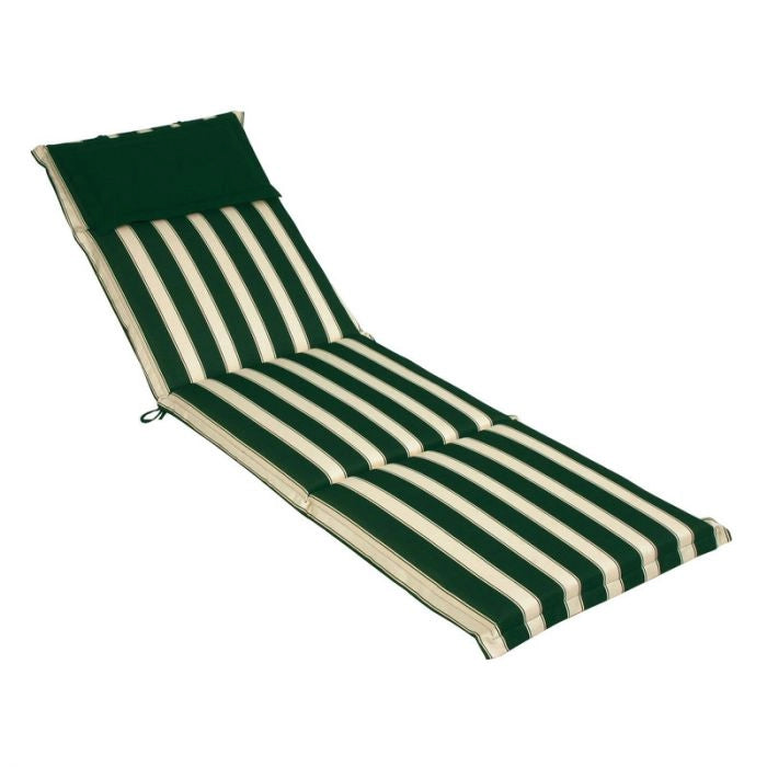 Cuscino da esterno per lettino prendisole, 196x58 cm con volant - Cuscino Da Esterno Per Lettino Prendisole, 196x58 Cm Con Volant Righe&righe (righe Bianche/verdi) Colore: Ecru