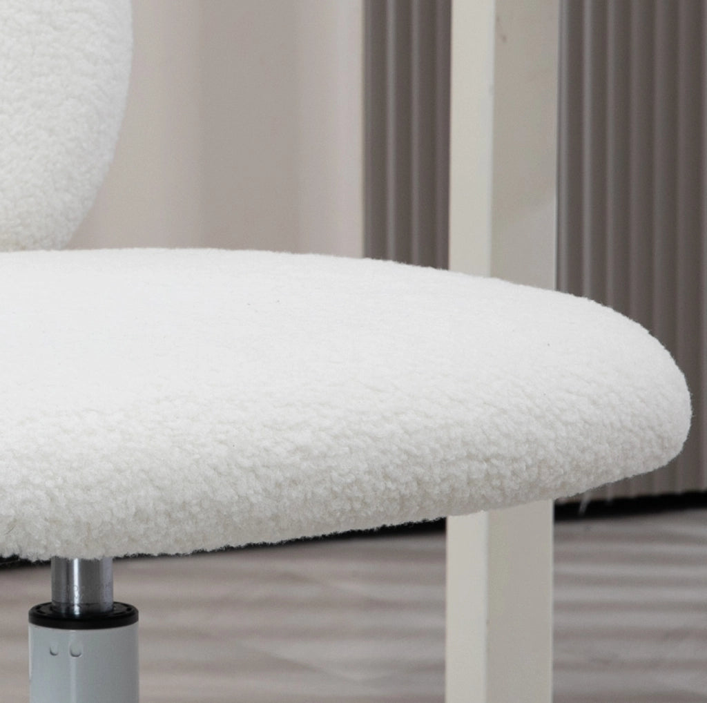 Sedia da ufficio per bambini regolabile in altezza senza braccioli, design orso bianco