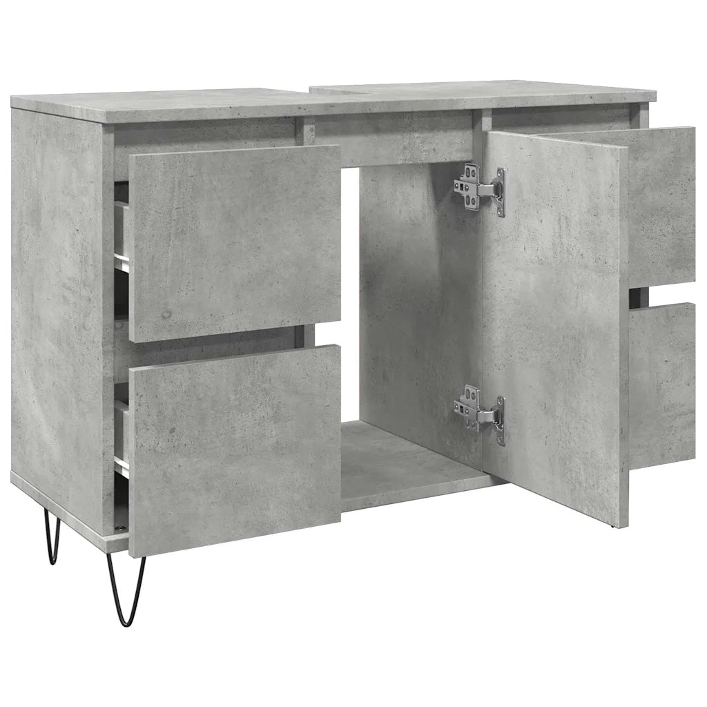 Armadietto da Bagno Grigio Cemento 80x33x60cm in Truciolato 857234
