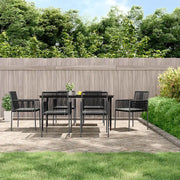 Set Pranzo Giardino 7 pz con Cuscini Polyrattan e Acciaio Nero 3187070