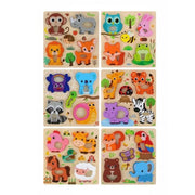 Trade Shop - Puzzle A Incastro Tema Animali Gioco In Legno Per Bambini Educativo 6 Modelli 32345 -