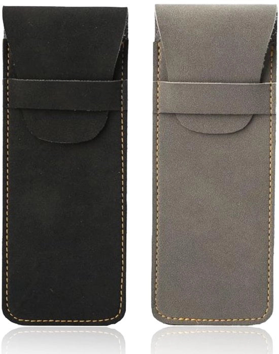 Set da 2 pezzi di protezione per matite, penne e matite colorate in pelle PU manufatti (nero e grigio)
