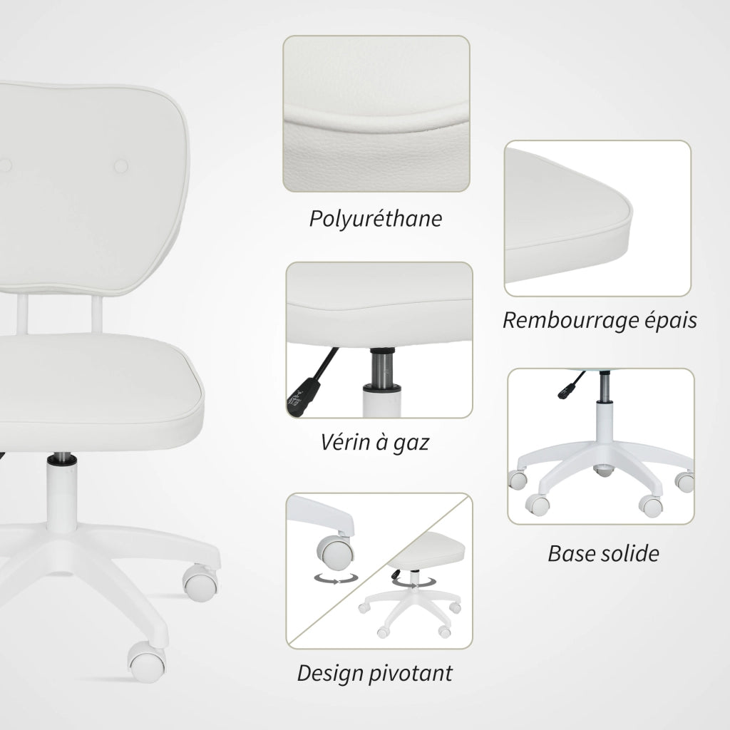 Sedia da ufficio senza braccioli ¨C zephmum ¨C bianco 46x59x82-92 cm