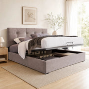 LETTO Matrimoniale 140x200 cm in Velluto Grigio Chiaro con contenitore