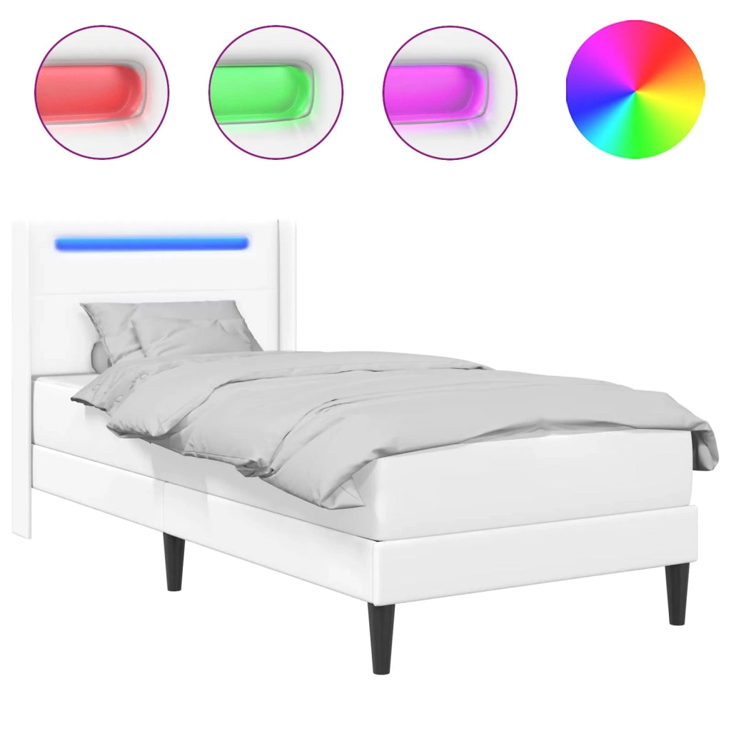 Struttura letto con materasso Bianco 80 x 200 cm Similpelle