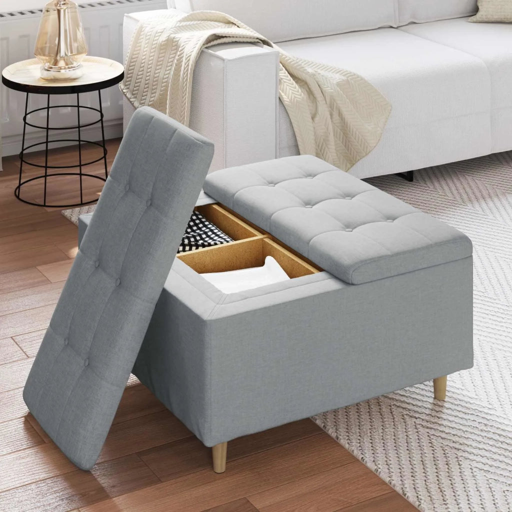 Pouf contenitore Grigio chiaro 80 x 80 x 45 cm Tessuto