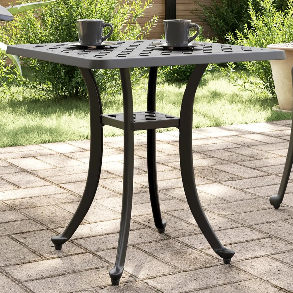Tavolo da Giardino | Tavolino da esterno Nero 53x53x53 cm in Alluminio Pressofuso
