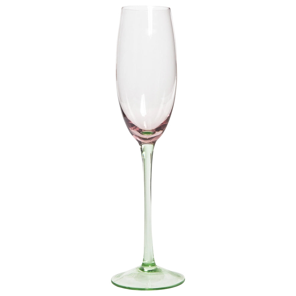 Set di 4 coppe da champagne in vetro soffiate a mano trasparenti rosa e verdi da 20 cl aperitivo brindisi