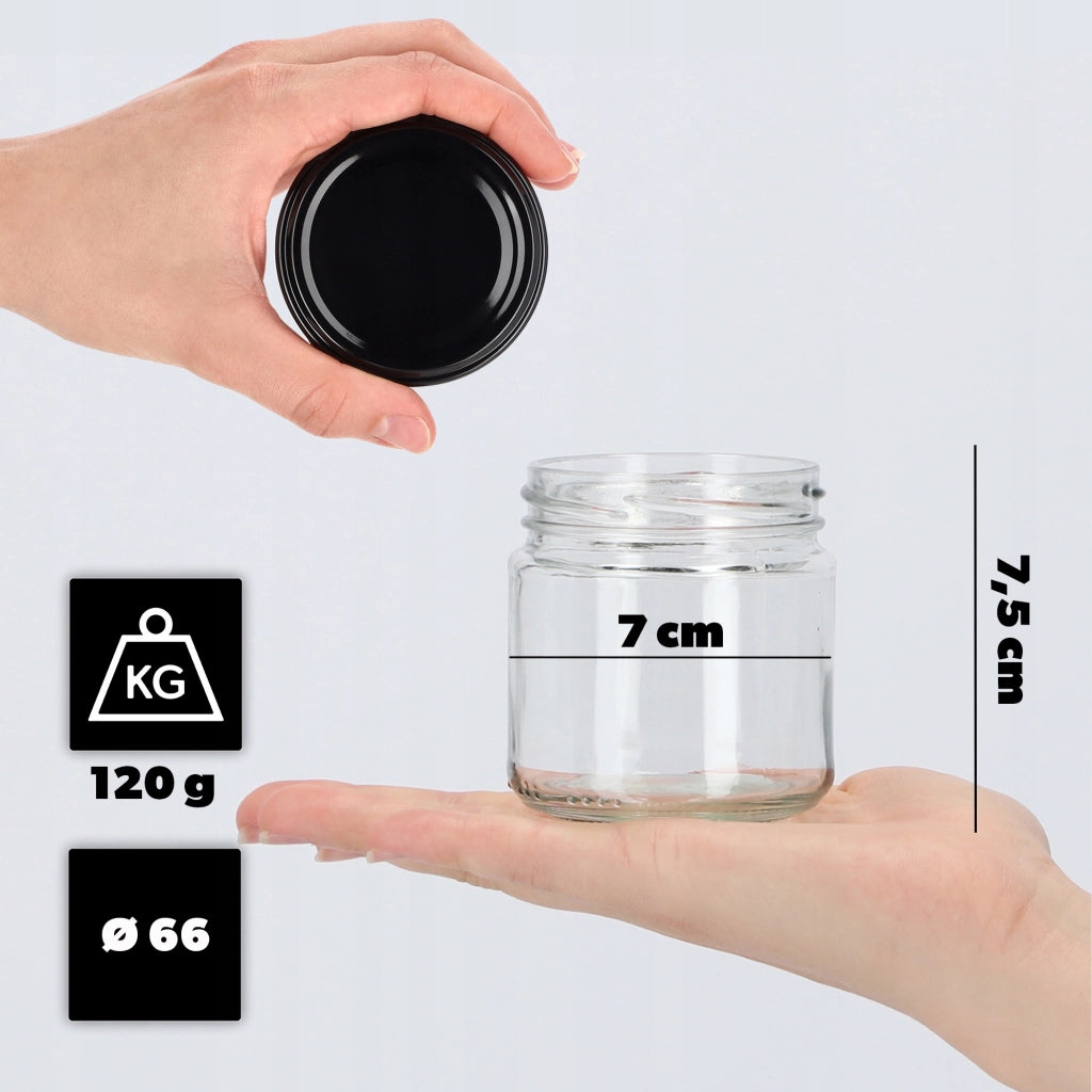 Barattoli per conserve KADAX Lerma 200 ml 10 pezzi 66 mm + coperchi neri