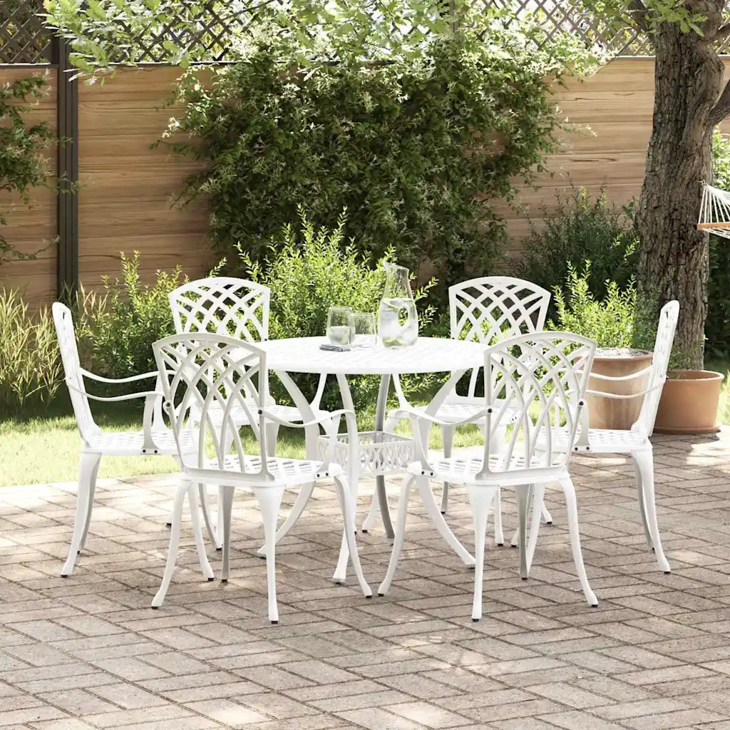 Set da Pranzo per Giardino 7 pcs Bianco Alluminio 3334722