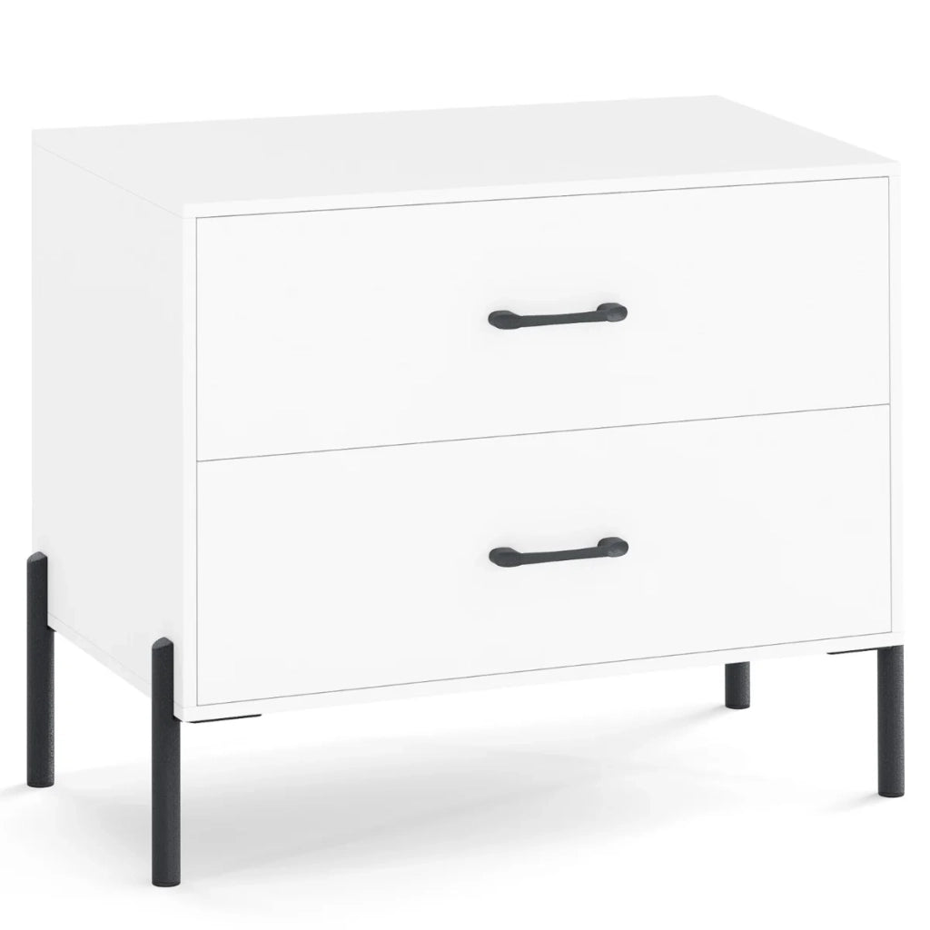 Cassettiera con 2 cassetti 71 x 40 x 61 cm soluzione funzionale per riporre gli oggetti stile moderno e minimalista MDF bianco 20_0017302