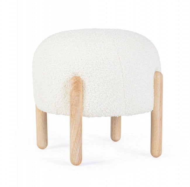 Sgabello Ø 45x38 cm Dalia in Bouclè Bianco