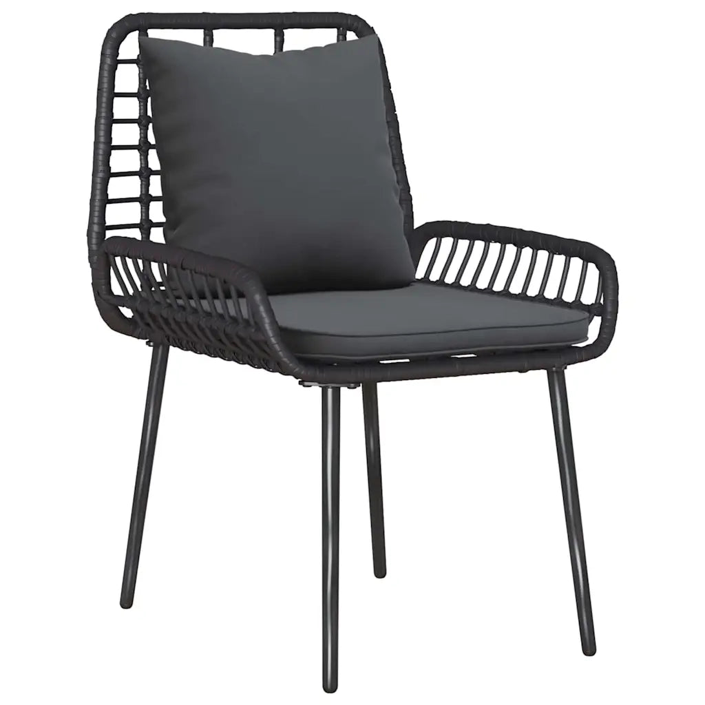 Set da Pranzo per Giardino 3 pcs Nero e antracite polyrattan 42010356