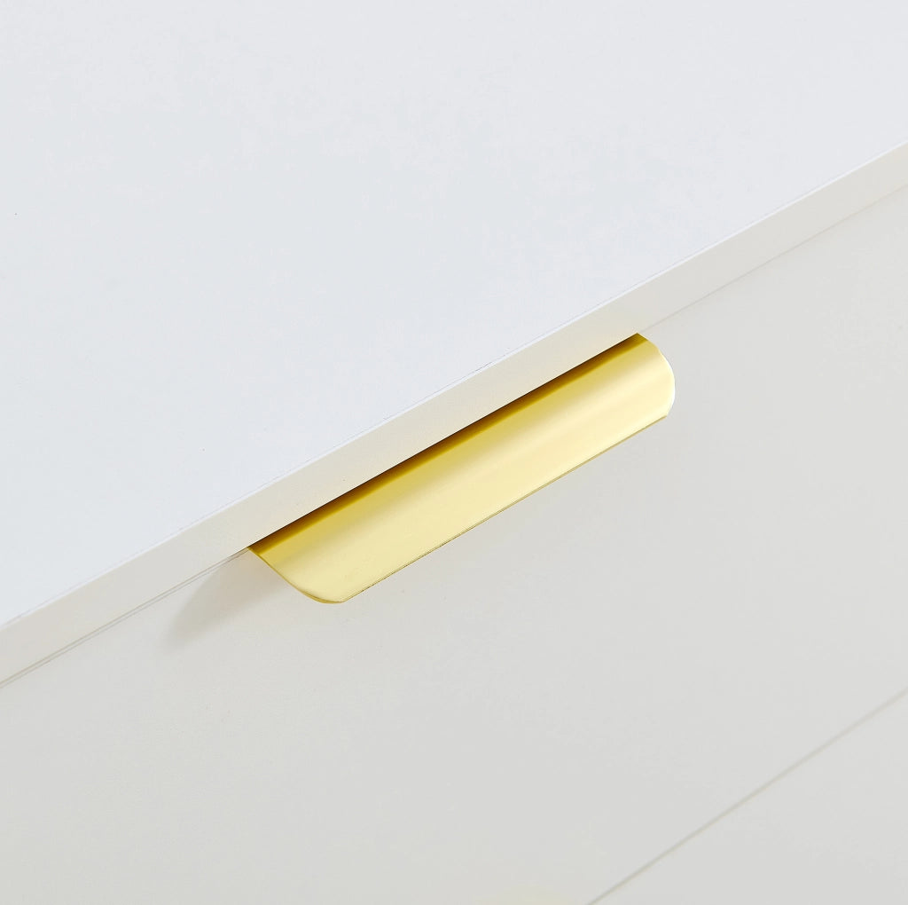 Credenza 160x40x81，5 cm in MDF bianco， 2 ante e 3 cassetti