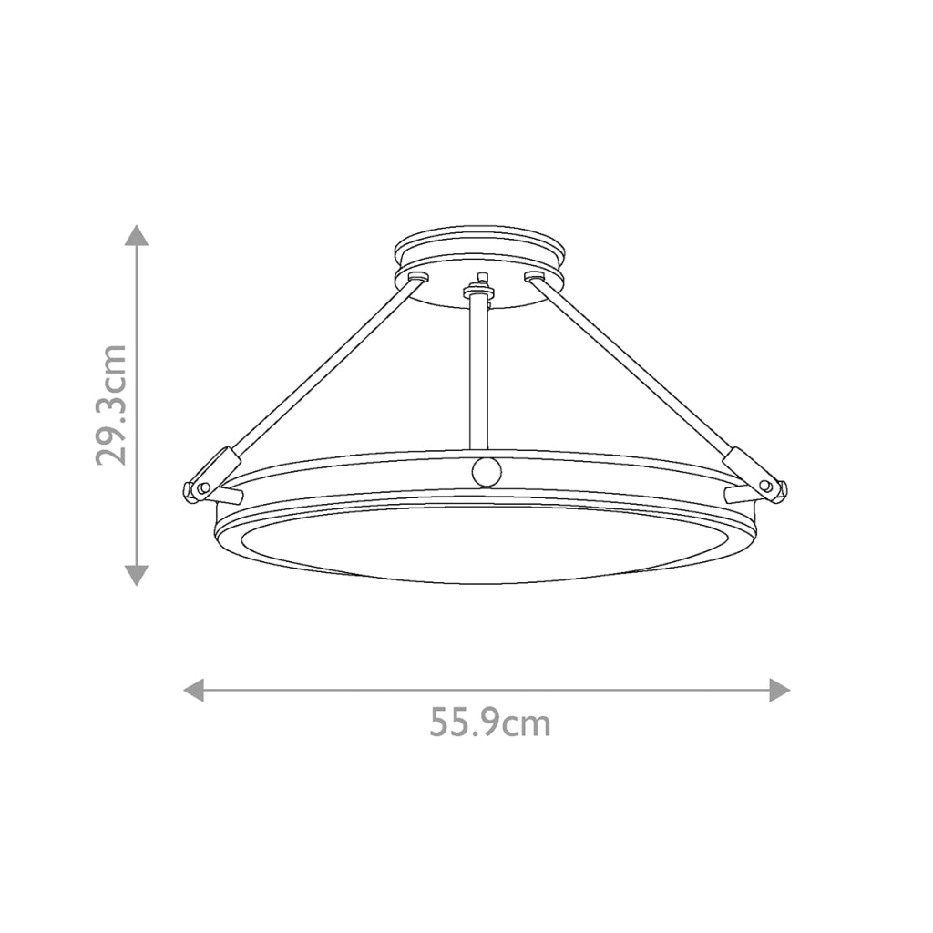 Plafoniera industriale nera Ø56 diffusore opale 4xE14 Hinkley
