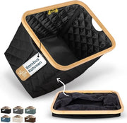 Asciugamano pieghevole da 55 L - robusto contenitore da bucato spazievendente - tessuto respirante - struttura in bambù stabile - nero - solo 715 gram - maniglie - raccolta di bucato
