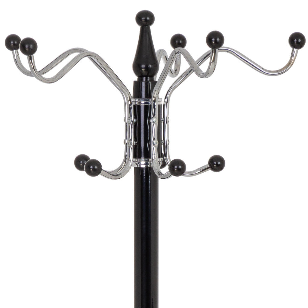 Perchero de metal negro con paragüero  y 5 ganchos D36X 175h cm