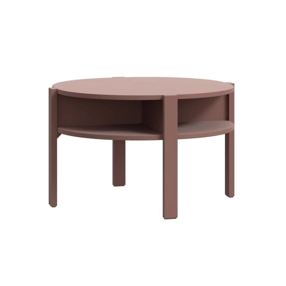 Tavolino da salotto Aura rotondo 74 cm con ripiano inferiore colore terracotta
