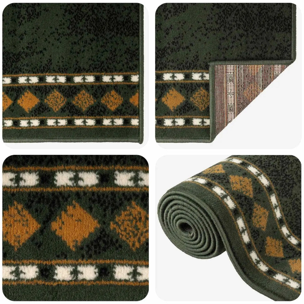 Tappeto Runner FLORNES Tessuto Verde 80 x 400 cm PP 7 mm 42057287