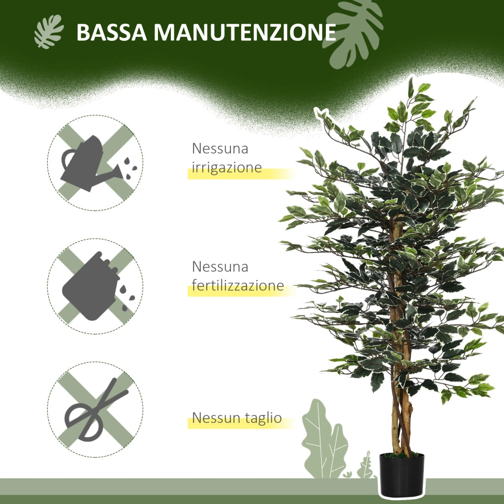 Pianta Finto Fico 130 cm 702 Foglie 3 Tronchi con Vaso ¨C zephmum ¨C ?15x12.5 cm per Interni Esterni