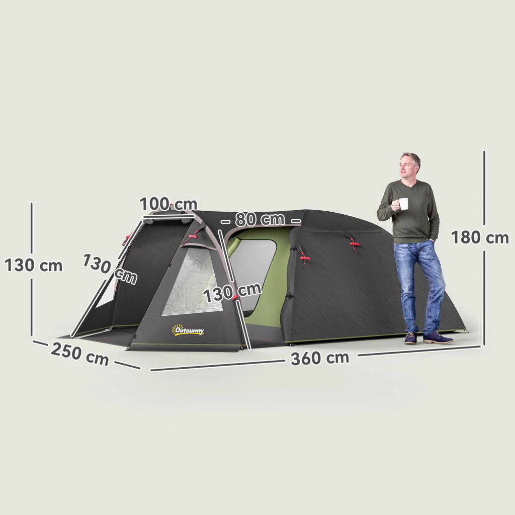 Tenda da campeggio familiare 2-4 persone impermeabile ¨C zephmum ¨C 3.6x2.5x1.3 m nero