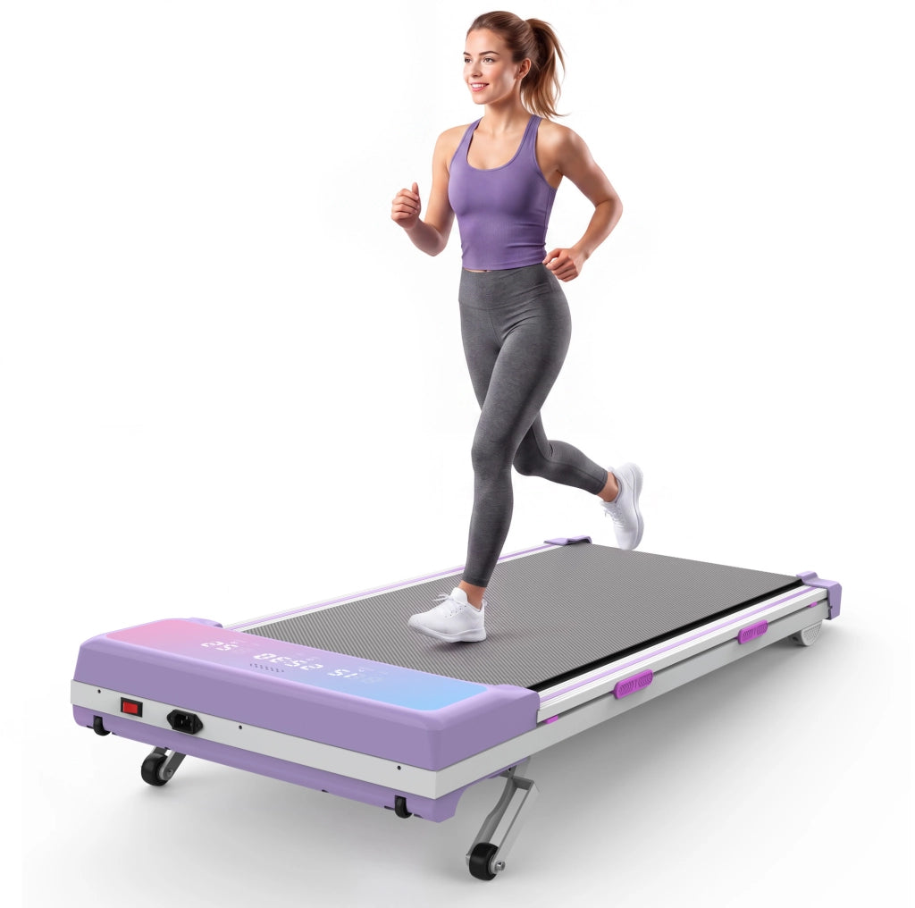 Tapis roulant ULEVR 3,5 HP 1-8 km/h, inclinazione automatica 15%, 12 programmi, Bluetooth, viola