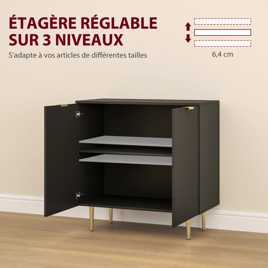Credenza da cucina con 2 ante e scaffale regolabile ¨C Minimal ¨C nero 80x40x80 cm