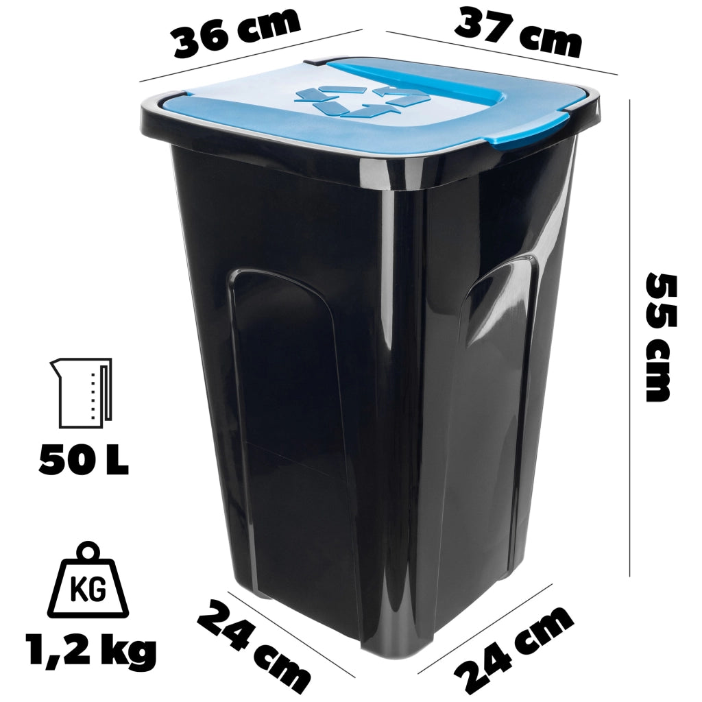 Contenitore per la raccolta differenziata dei rifiuti KADAX, 50 litri, colore blu.