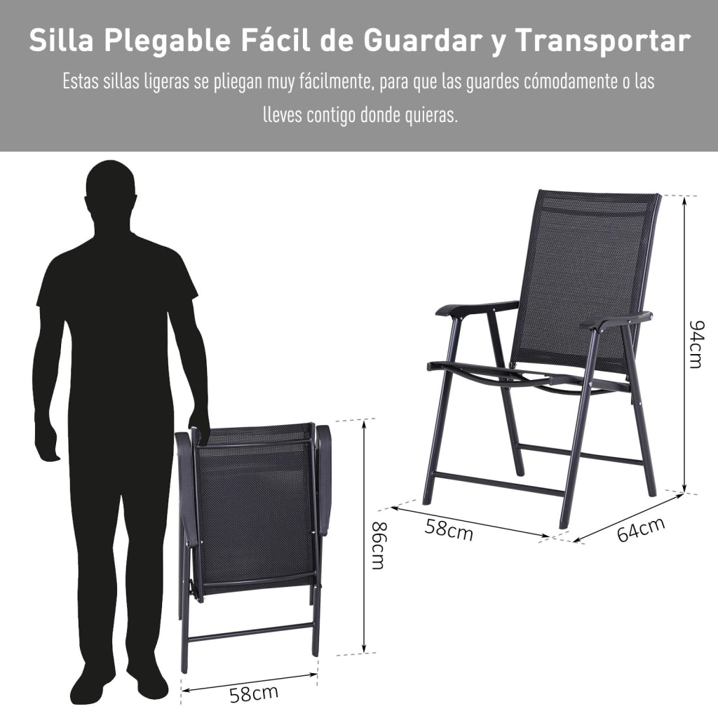 Sedia da pranzo pieghevole ¨C zephmum ¨C 2 pezzi, nero, 58x64x94 cm