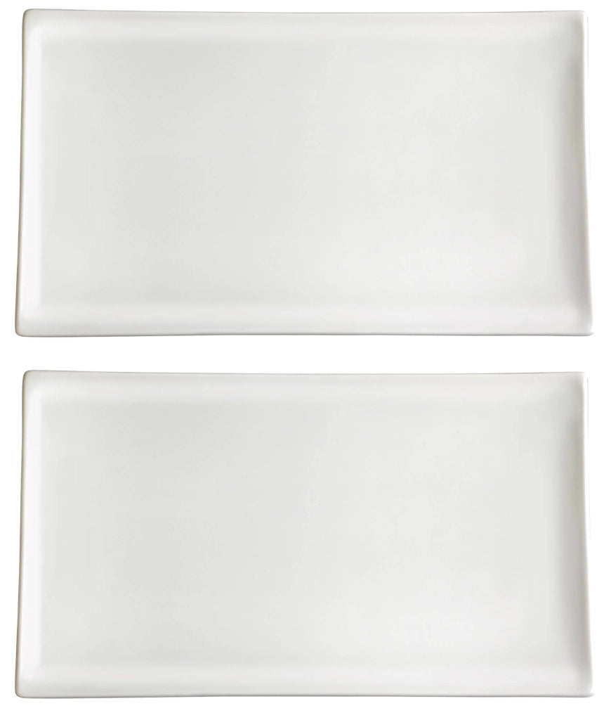 Set 2 Vassoi Rettangolari 34x16x2,4 cm in Porcellana Allluminica Kaleidos Aluxina Bianchi
