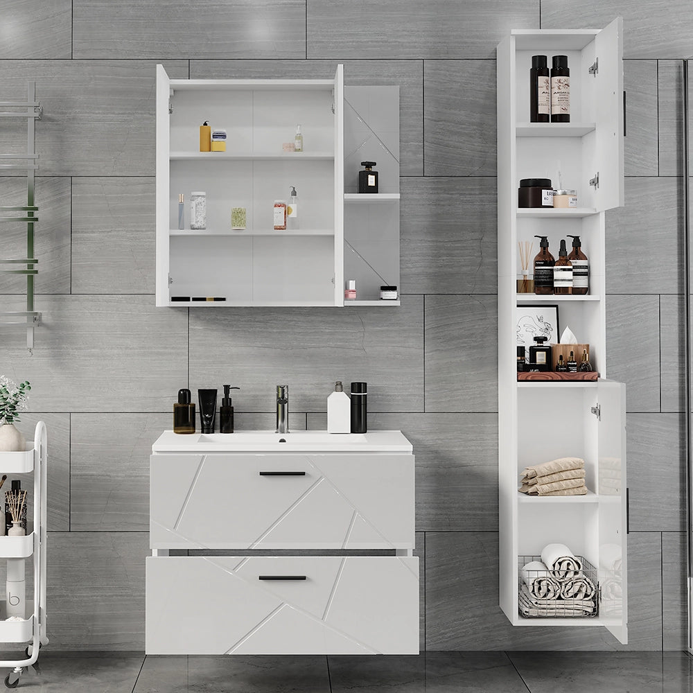 Vicco Set di mobili da bagno Bianco/bianco lucido 4 parti