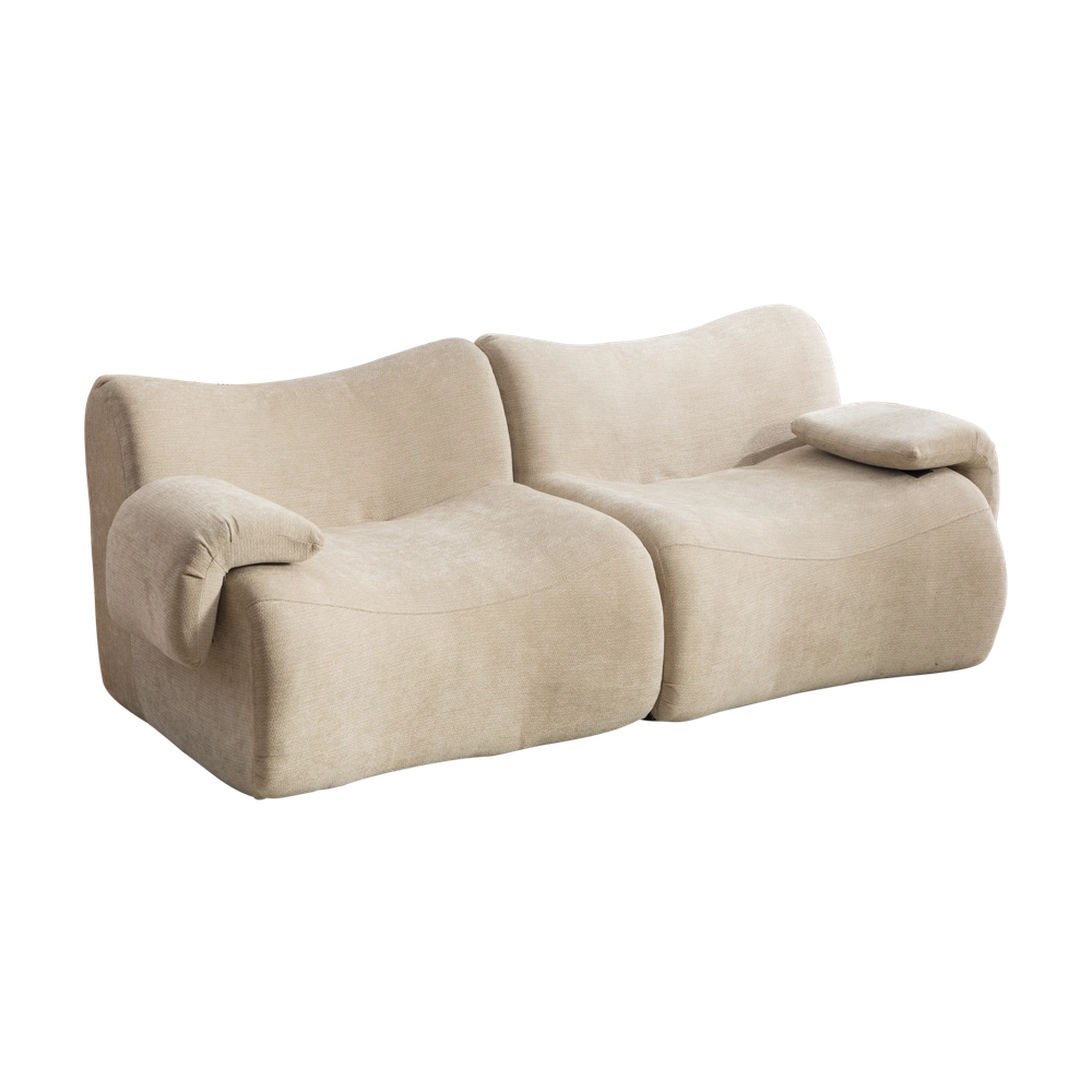 Divano Modulare in Tessuto Chenille ¨C MINIMAL ¨C Beige Chiaro, Morbido, Antimacchia
