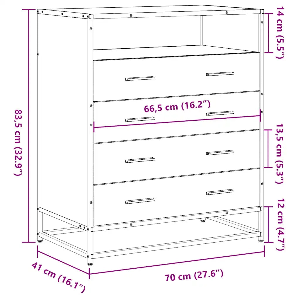 Cassettiera Grigio Sonoma 70x41x83,5 cm in Legno Multistrato CFW5911146