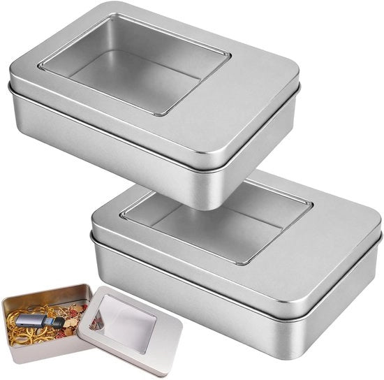 Scatola di archiviazione - 2 pezzi di contenitori metallici - 12,5x9x3,5cm