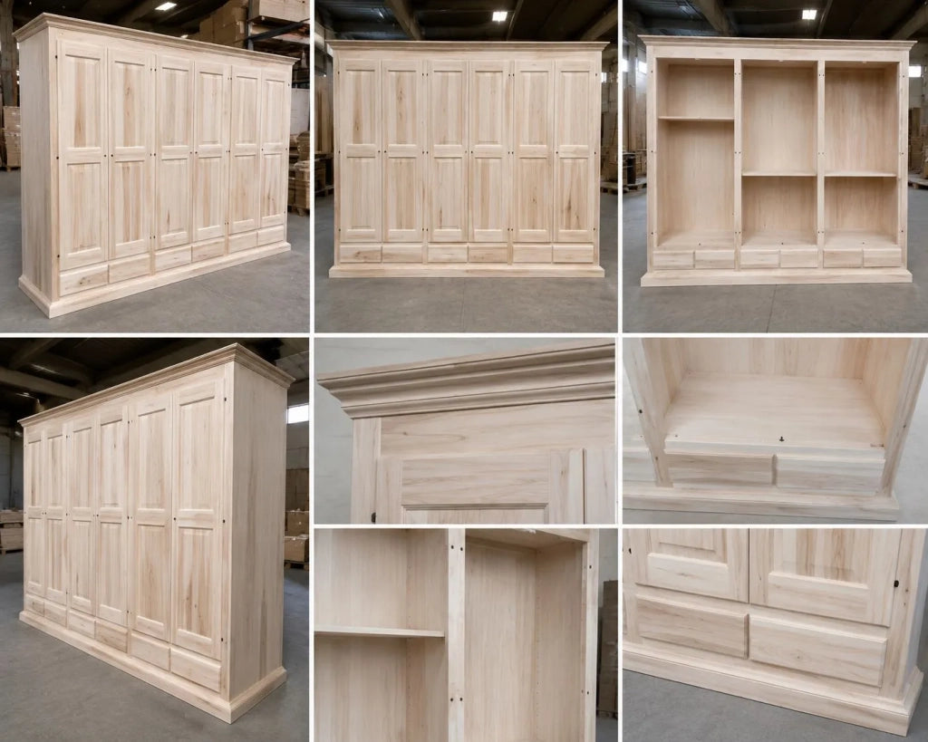 Armadio classico 6 porte 6 cassetti legno grezzo  300x61x240 (685) - Mobili 2G