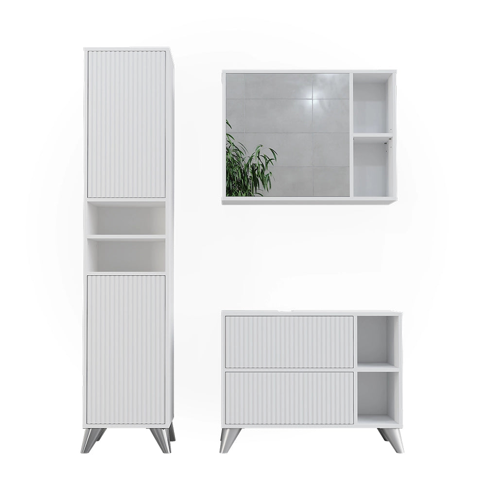 Vicco Set di mobili da bagno Bianco 80 cm, set 3