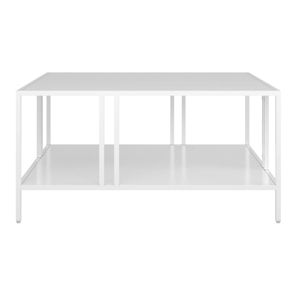 Tavolino Basso Kumlinge in Metallo con Ripiano 40 x 80 x 80 cm Bianco [en.casa]