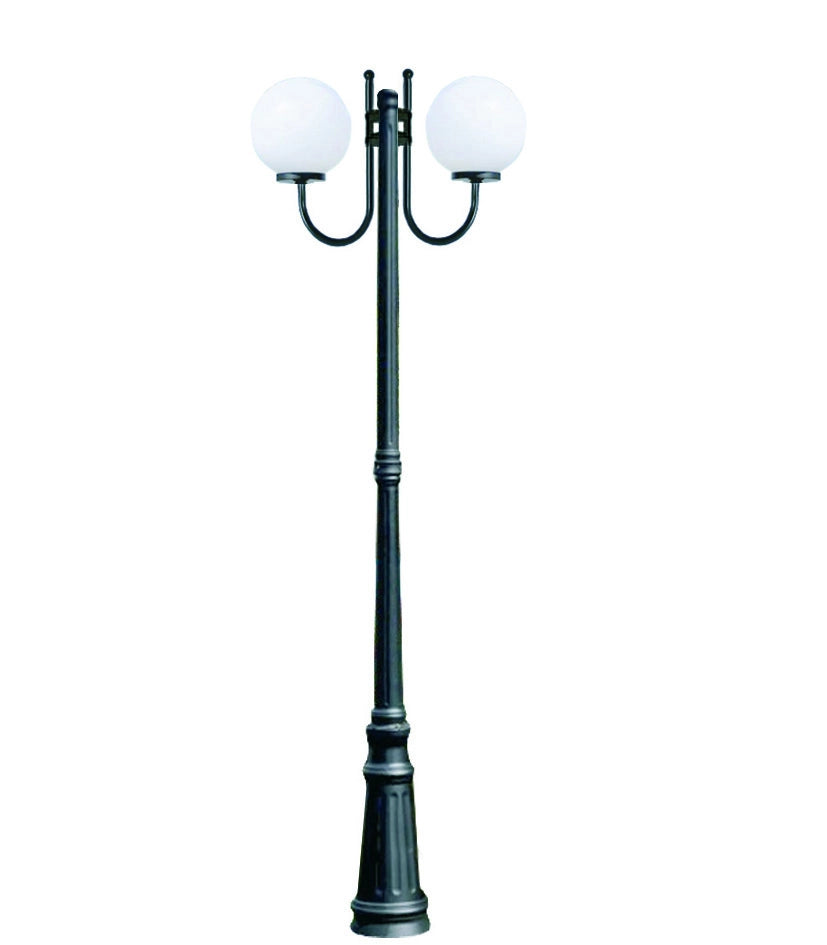 LAMPIONE 2 LUCI SU PALO MODELLO SFERA  2x100w IP44 cm.230h. colore nero    SYNTESY
