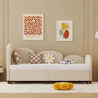 Divano Letto con cassetti, per camera da letto e soggiorno, 90x200 cm,senza materasso, Beige