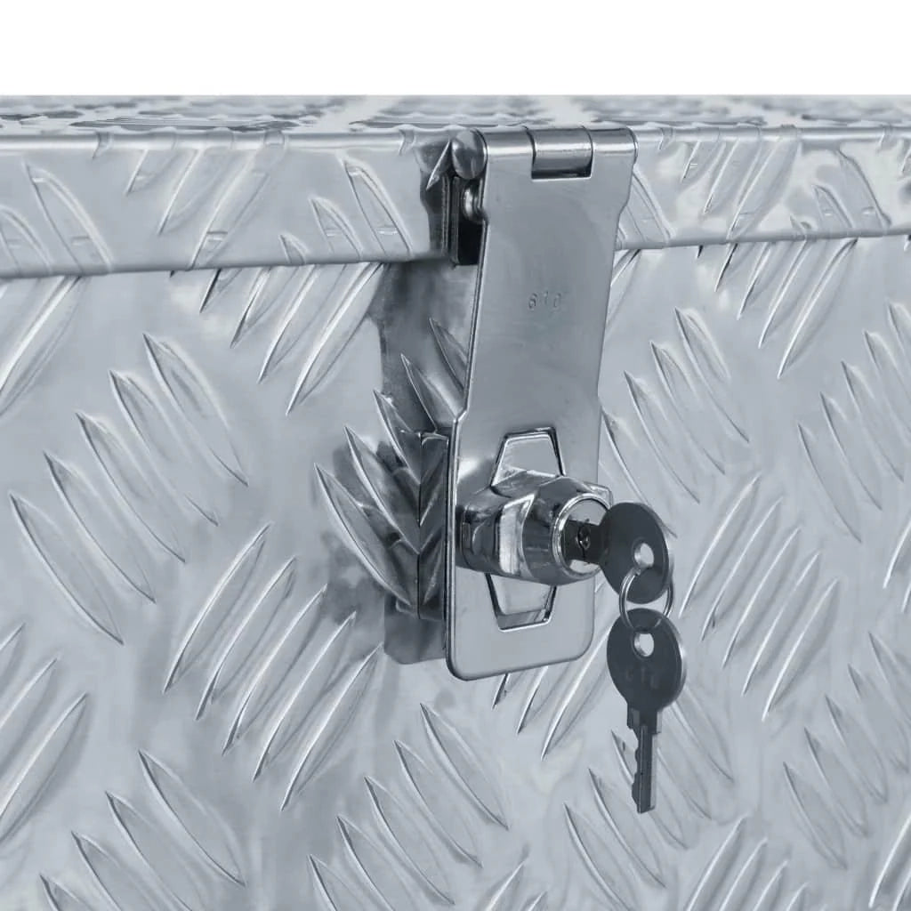 Cassetta portautensili in alluminio argentato baule portaoggetti cassetta degli attrezzi 80 x 30 x 35 cm argento 02_0003208