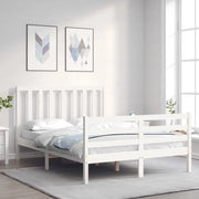 Letto senza Materasso-Struttura Letto Bianco 140x190 cm Legno Massello di Pino 567413