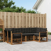 Set di divani da esterno con cuscino 6 pcs Naturale e Nero