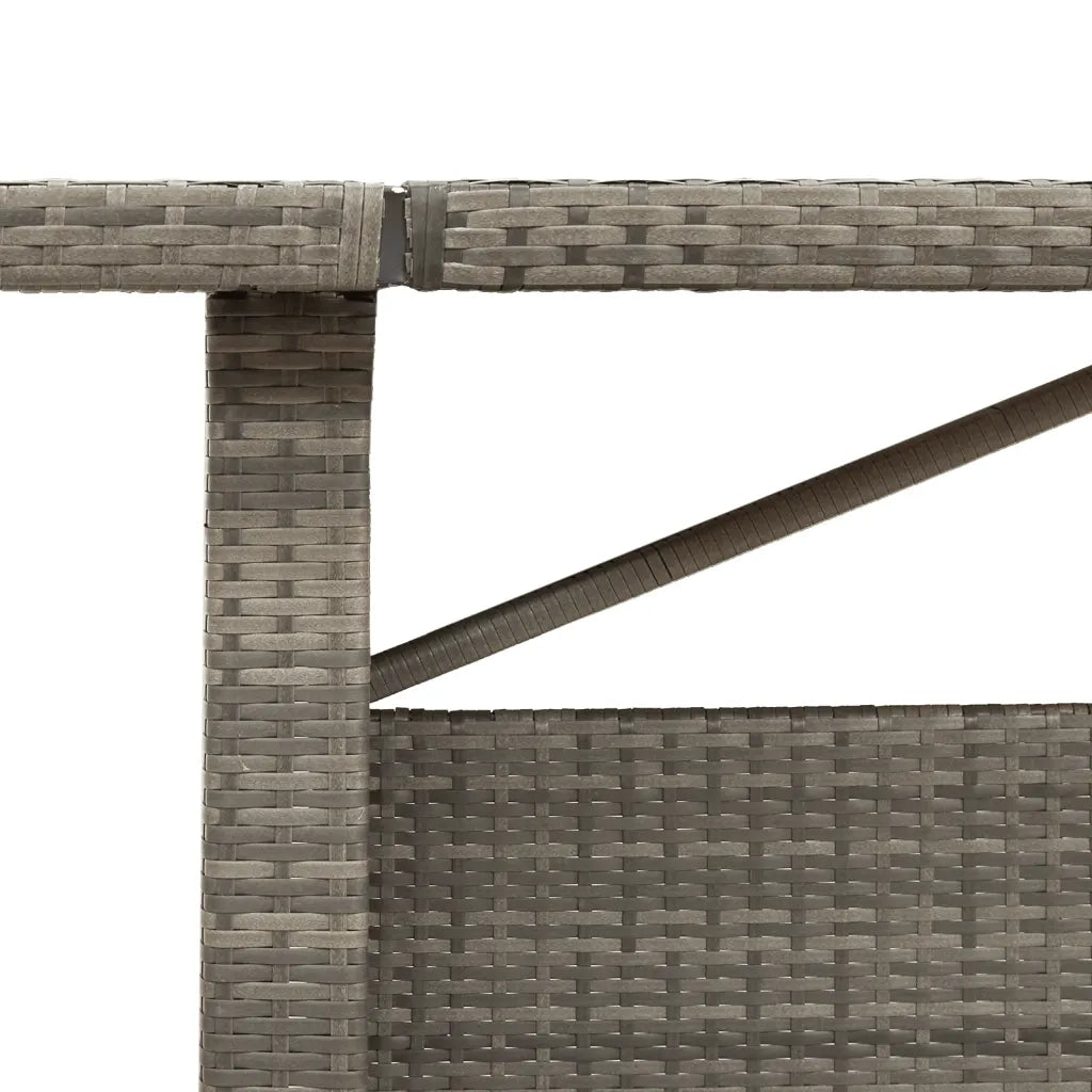 Tavolo da Giardino Piano in Vetro Grigio 240x90x75cm Polyrattan 365599