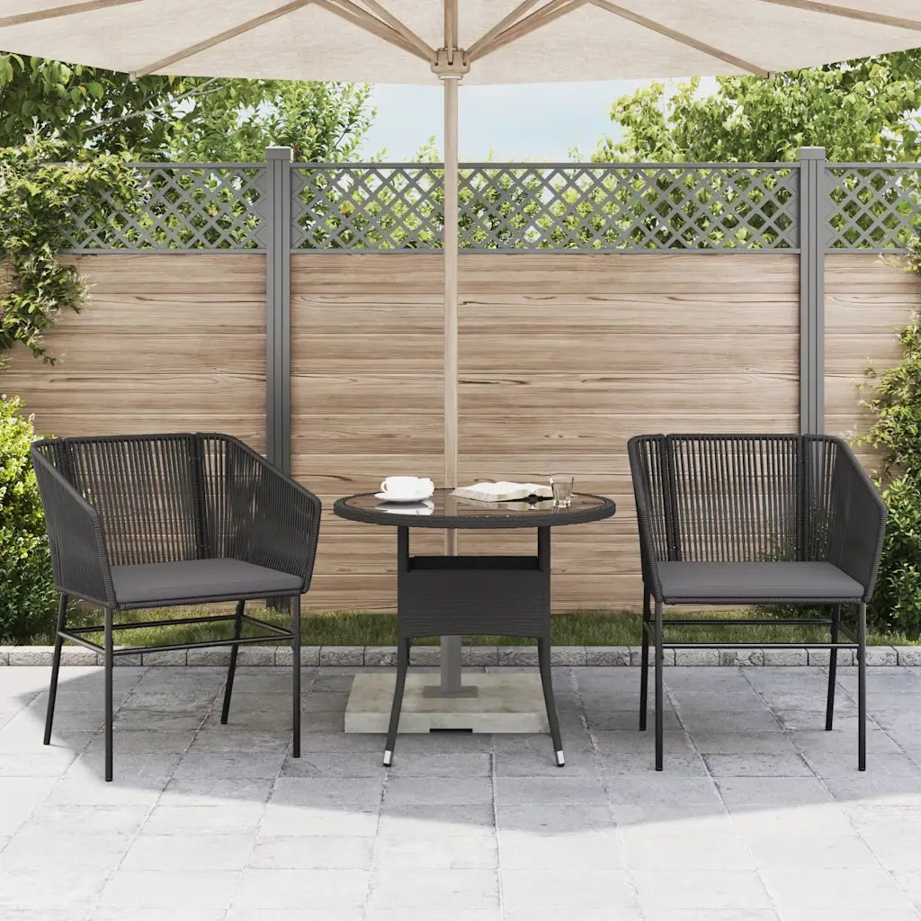 Sedie da Giardino con Cuscini 2 pz | Sedie da Esterno Nere in Polyrattan