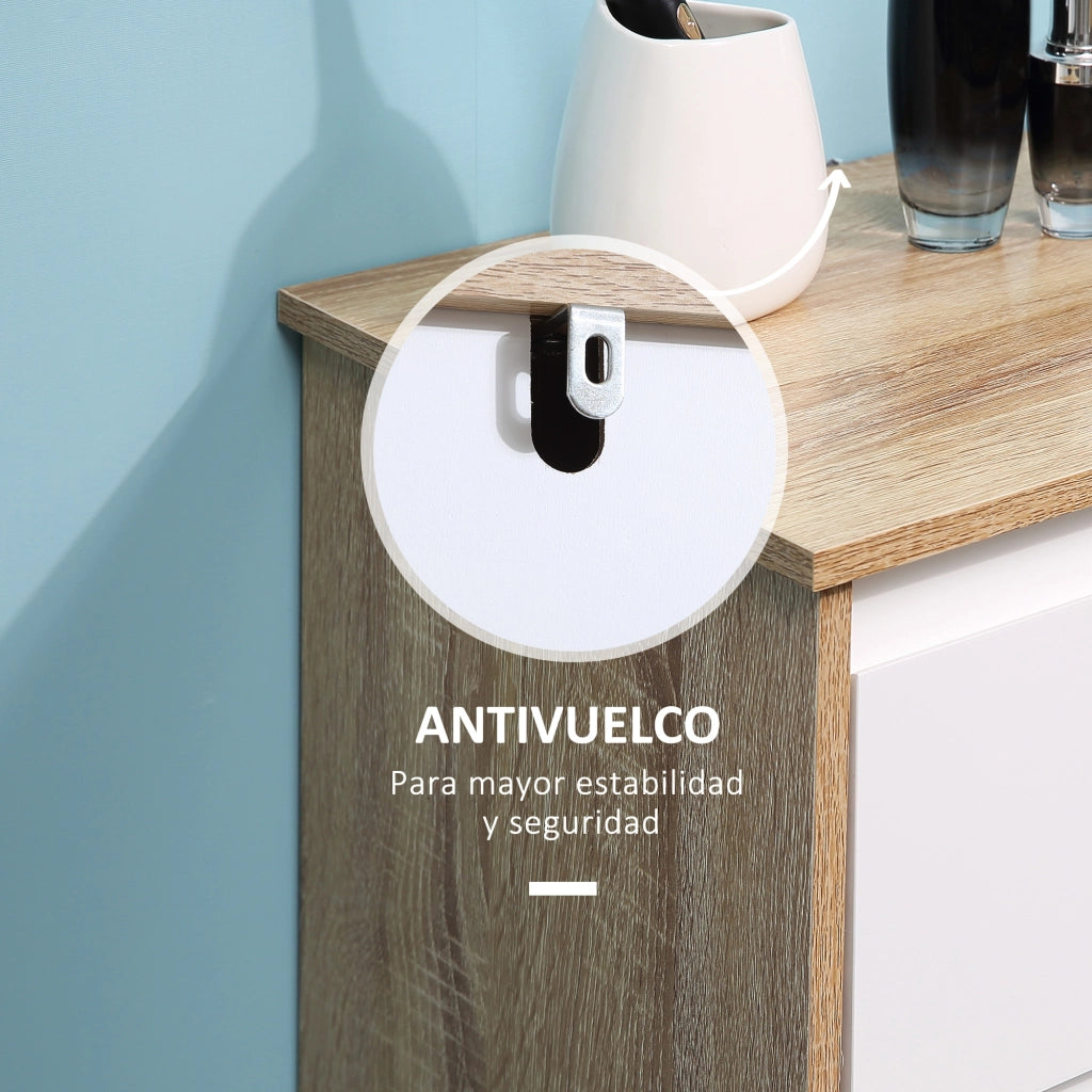 Mobile Bagno Salvaspazio ¨C Xylo ¨C Bianco e Legno Naturale 32,6x30x90 cm