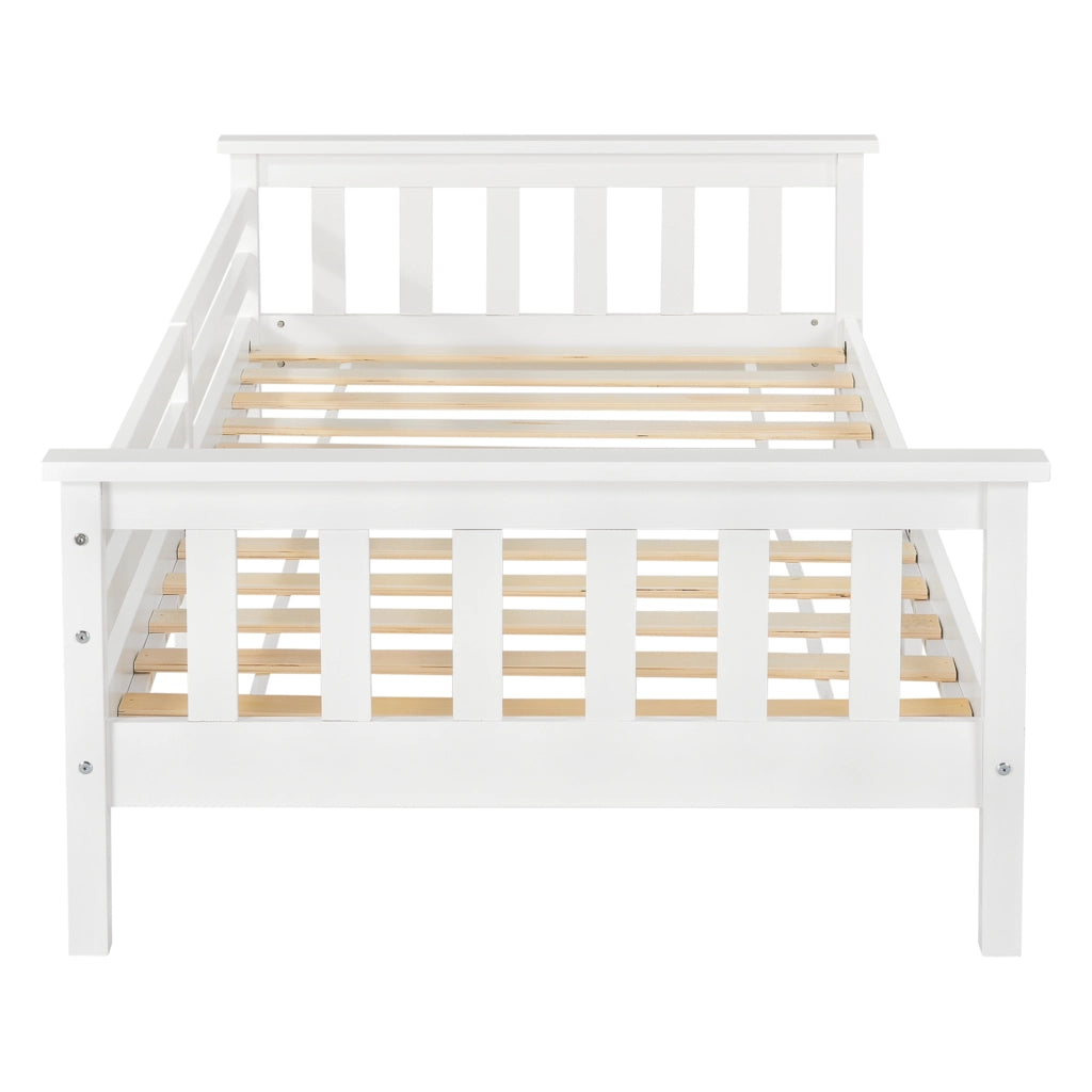 Letto per Cameretta Nuuk in Legno di Pino con Barre Protettive 90x200 cm Bianco [en.casa]