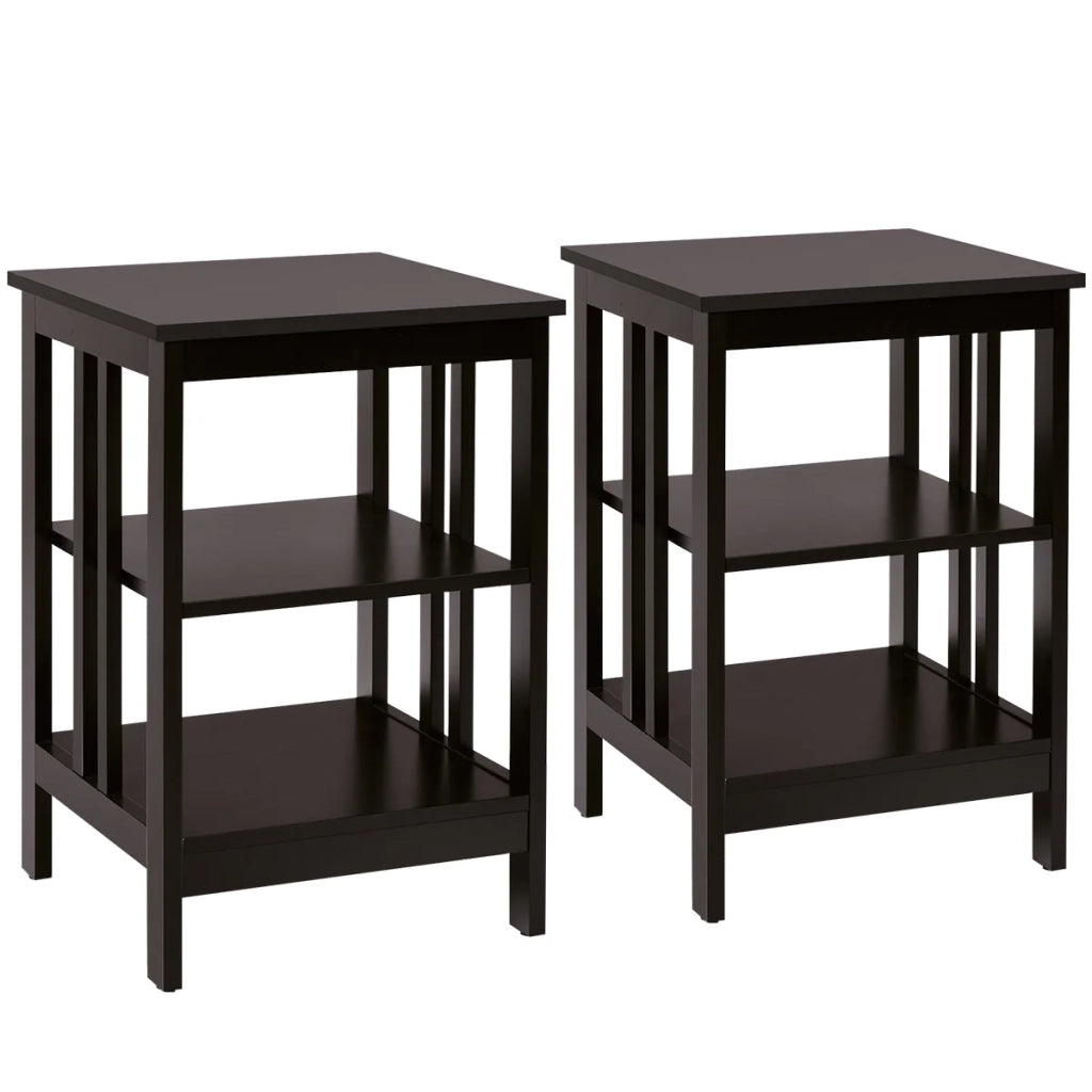 Set di 2 comodini moderni 40 x 40 x 61 cm con vano portaoggetti antiscivolo per soggiorno/camera da letto MDF marrone 20_0012517