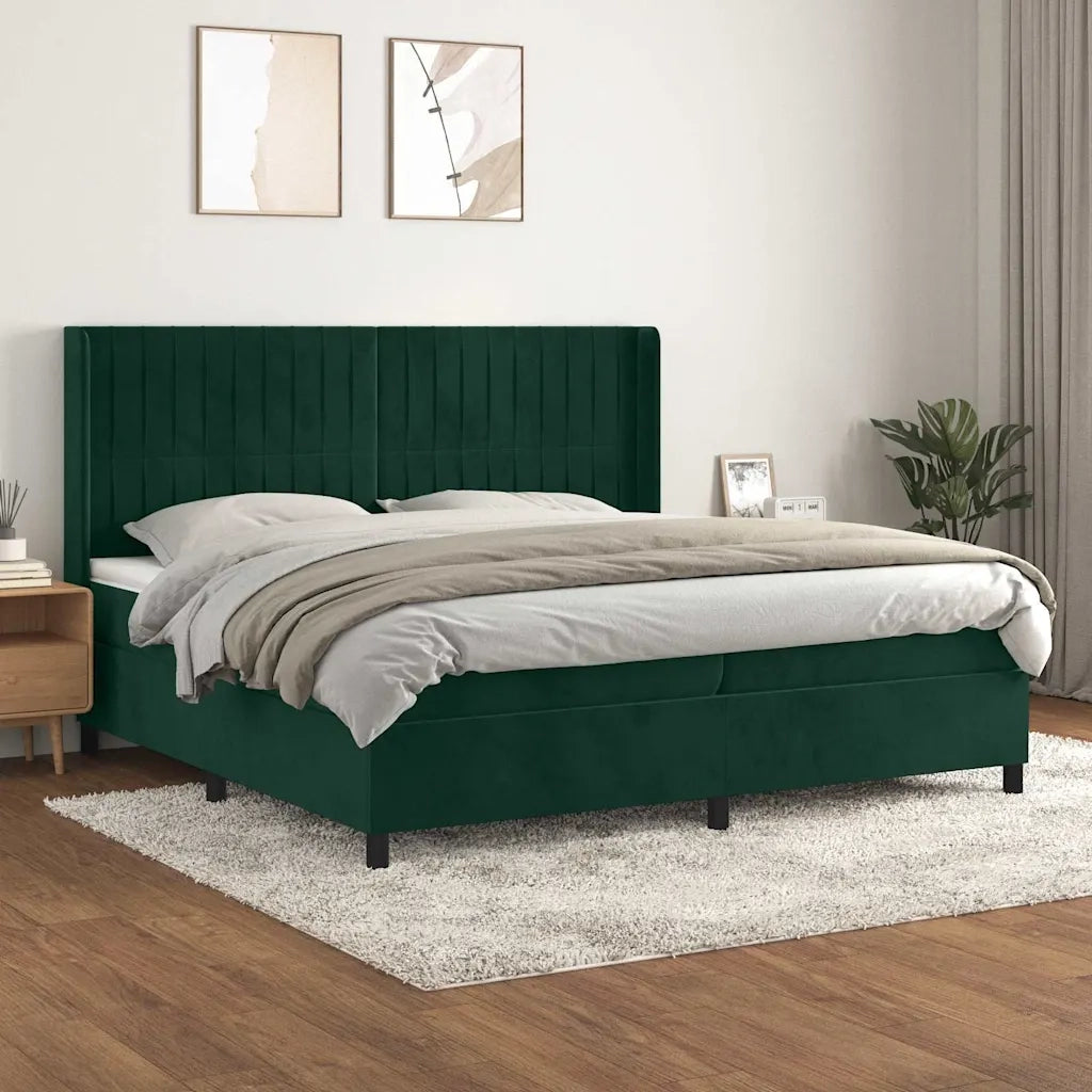 Giroletto a Molle con Materasso Verde Scuro 200x200 cm Velluto cod mxl 57260