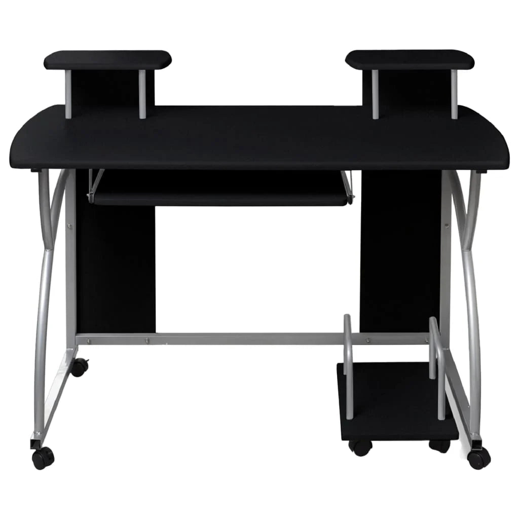 Scrivania per computer postazione di lavoro mobile per computer studio per computer 110 x 52 x 88,5 cm legno ingegnerizzato nero 02_0023743